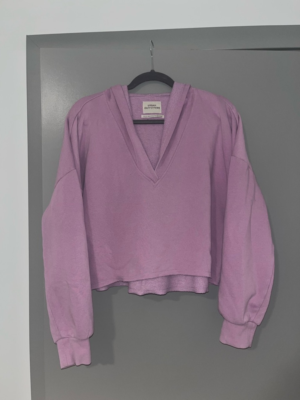 Urban Outfitters Lavender Cropped V‑Neck Hoodie Size medium